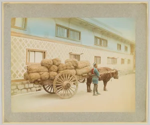 Hombre con buey y carro, Japón