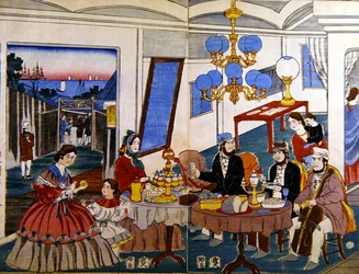 Familia americana o europea en Japón, c.1860