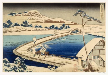 Puente de Barcos en Sawa, 1830, Hokusai Katsushika (1760-1849)