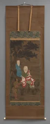 Pintura Budista de 3 Figuras, principios del siglo XVIII