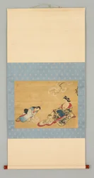 Cortesana y asistente eligiendo kimono
Diseños, c.1700 (color y tinta sobre seda)