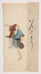 Figura de bailarina, Add MS 5252, f.70, finales del siglo XVII (apliques de seda, oshi-e y color sobre papel maché).