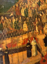 Detalle de El martirio de los jesuitas en Japón en 1622 (acuarela sobre papel)