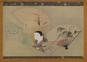 Cinco abanicos, por Sakai Hoitsu, Tani Buncho, Haruki Nanko, Kameda Bosai y Kikuchi Gozan, c.1820s