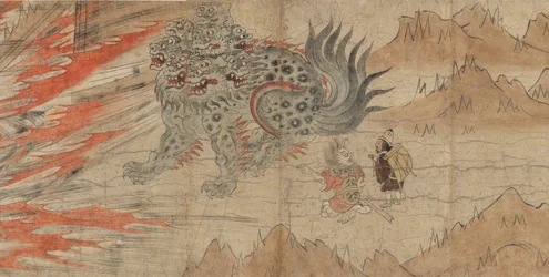 Leyendas ilustradas del santuario Kitano Tenjin, finales del siglo XIII (tinta, oro recortado, papel)