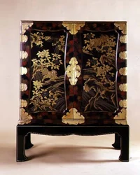 Gabinete japonés y soporte, cerrado, 1860