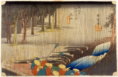 Paisaje bajo la lluvia. Estampa japonesa. sd. siglo XIX