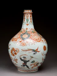 Gran jarrón de botella, decorado en Holanda en el estilo Imari, Ko-Imari, finales del siglo XVII