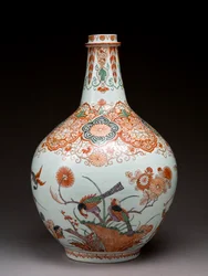 Gran jarrón de botella, decorado en Holanda en el estilo Imari, Ko-Imari, finales del siglo XVII