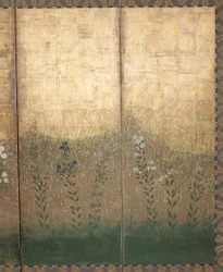 Moon In Musashi Plain (color y oro sobre papel)