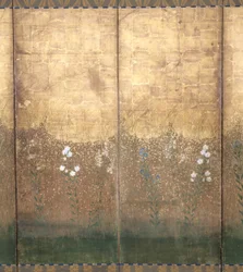 Moon In Musashi Plain (color y oro sobre papel)