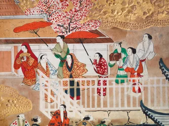 Osakazu Byobu - Biombo japonés de ocho paneles (pintura)