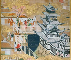 Osakazu Byobu - Biombo japonés de ocho paneles (pintura)