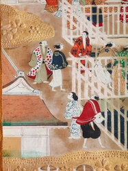 Osakazu Byobu - Biombo japonés de ocho paneles (pintura)