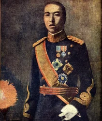 Retrato del Emperador Hirohito (1901 - 1989) durante el periodo de Regencia. Prensa japonesa de la década de 1930.