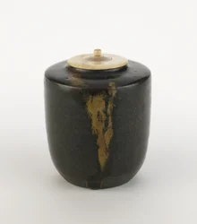 Caddy de té de cerámica Seto, tipo katatsuki