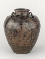 Jarra de almacenamiento de hojas de té con cuatro asas en el hombro cuadrado, Toki o Mizunami, prefectura de Gifu, período Edo
