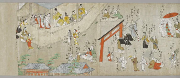 Los rollos del santuario Tenjin (uno de un par) (detalle), Escuela Tosa, siglo XVII