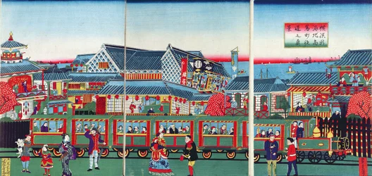 Tren en Yokohama, segunda mitad del siglo XIX