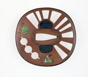 Tsuba decorada con abanicos