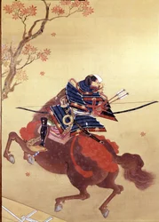Guerrero Munete. Pintura en seda de la Escuela Tosa, autor Chikana Morizumi dit Hsien. Siglo XVIII. Museo Chiossone. Génova