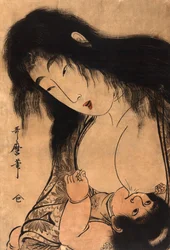 Yamauba amamantando a Kintaro, c.1804 (xilografía)