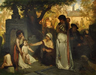 El antiguo cementerio judío en Praga, 1857