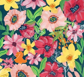 Flores pintadas en colores vivos