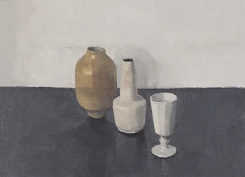 Naturaleza muerta con tres objetos, 2024 (óleo sobre papel)