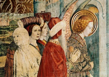 Retablo de San Bernardino y el Ángel de la Guarda, detalle del vuelo de Lot
