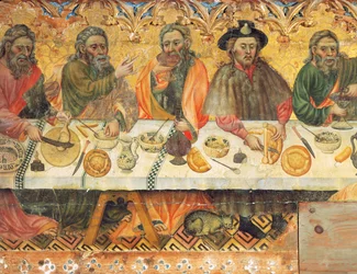 Cena Santa, (detalle) de un grupo de apóstoles
