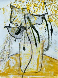 Fleur De Sel No. 08 Gold Black White Monotype, 2021 (óleo sobre papel)