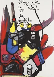 Long Distance Phone Call, 2015 (técnica mixta sobre papel de acuarela montado sobre panel con receta en el reverso)