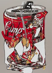 New Balance, 2019 (pintura de la casa y tinta sobre lienzo)