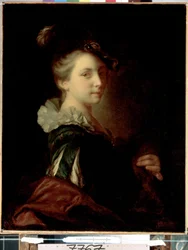 ""joven actriz en traje de teatro"" (Mujer joven en traje de teatro) Pintura de Alexis Grimou (1678-1733) hacia 1730 Dim. 74x59 cm Museo del Hermitage de San Petersburgo