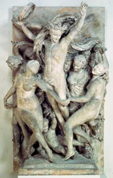 Las Bacantes bailan y tocan música. Relieve tallado por Jean-Baptiste Carpeaux 1865-1869. París, museo de Orsay