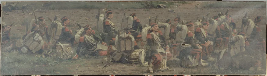 Escena militar: los tambores del 1er Regimiento de Granaderos de la Guardia (fragmento del panorama de Rezonville)