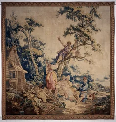 El banquete al aire libre, telón juegos rusos, detalle de la carpa y personajes