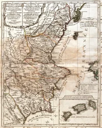 Mapa del Reino de Valencia y Murcia (España)