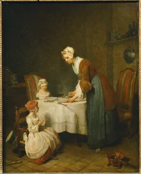 La Benedicite. Una madre espera a que su pequeña hija diga ...