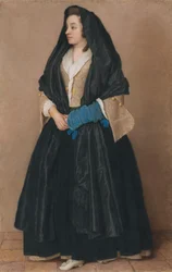 Una joven elegante con traje maltés