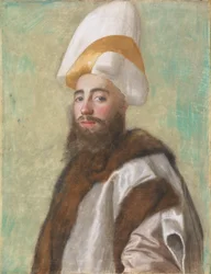Retrato de un Gran Visir, o de un europeo vestido como tal, c.1741 (pastel sobre pergamino)