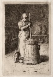 Una mujer batiendo (aguafuerte)