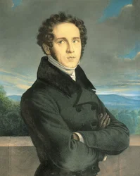 Italia, Milán, Retrato del compositor de ópera italiano Vincenzo Bellini (1801 - 1835)