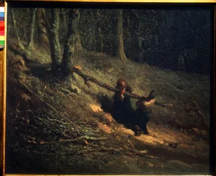 Los Carbones. Campesinas-Chicas con maleza. Pintura de Jean Francois Millet (Jean-Francois