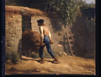 Campesino con carretilla (óleo sobre lienzo)