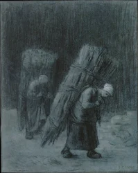 Mujeres llevando haces de leña