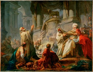 Jeroboam sacrificando a los ídolos (pintura sobre lienzo)