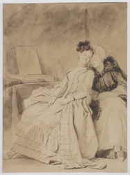 La conversación íntima, c.1778-80 (lápiz, pluma, pincel, tinta marrón y negra sobre papel)