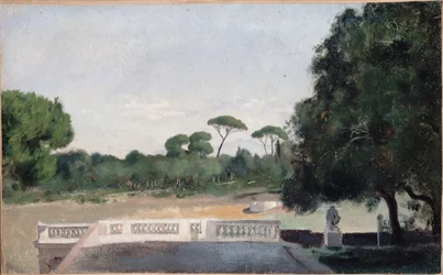 Jardines de Villa Borghese vistos desde Villa Médicis en Roma, entre 1859 y 1860 (óleo)